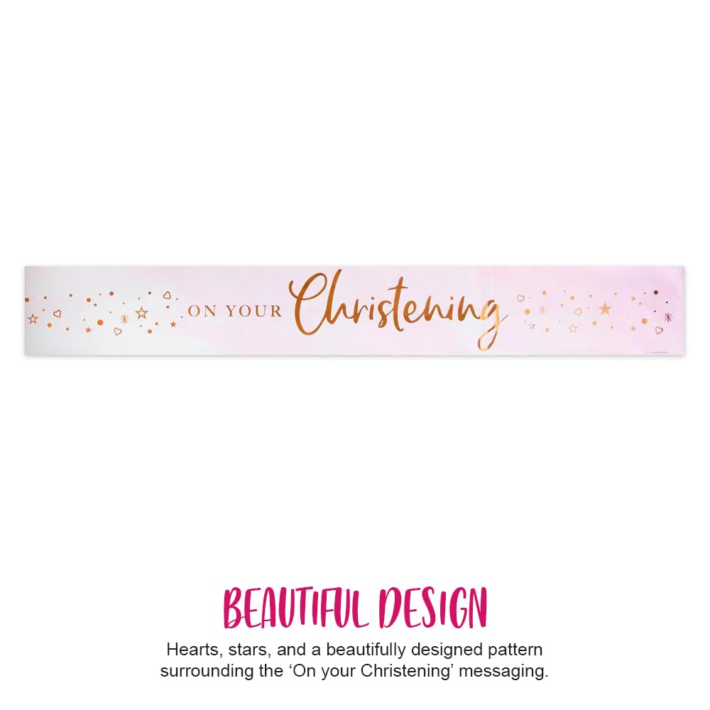 Anniversary House Pink Christening Foil Banner - 9ft Reusable Party Decoration 4