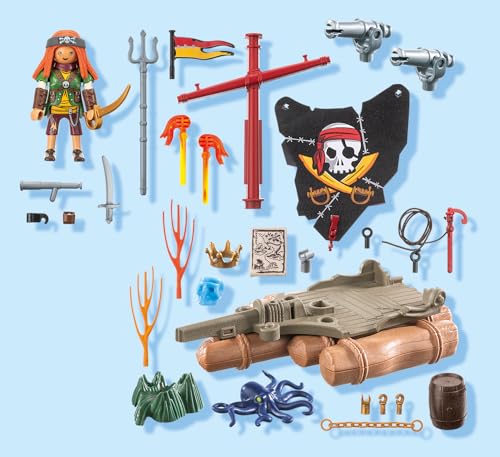 Playmobil Pirate Raft Treasure Recovery Playset - Interactive Ballista Action for Kids 4+ 6