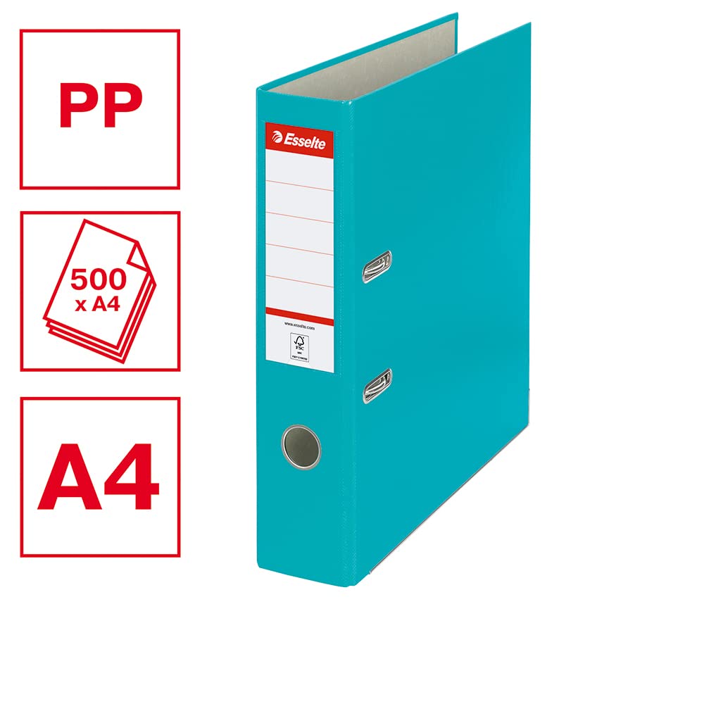 Esselte ECO Lever Arch File - A4 75 mm | Turquoise | Standard Mechanism 2