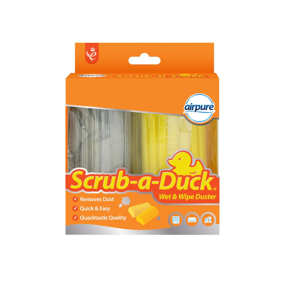 airpure Scrub-a-Duck Wet & Wipe Duster - 2 Pack | Removes Dirt, Dust & Hair | Reusable
