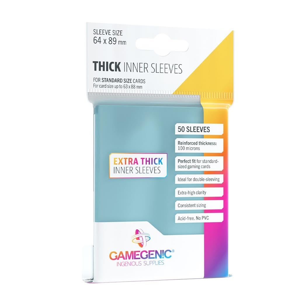 Gamegenic Thick Inner Sleeves - 100 Micron Protection | Double-Sleeving Compatible | 50 Count