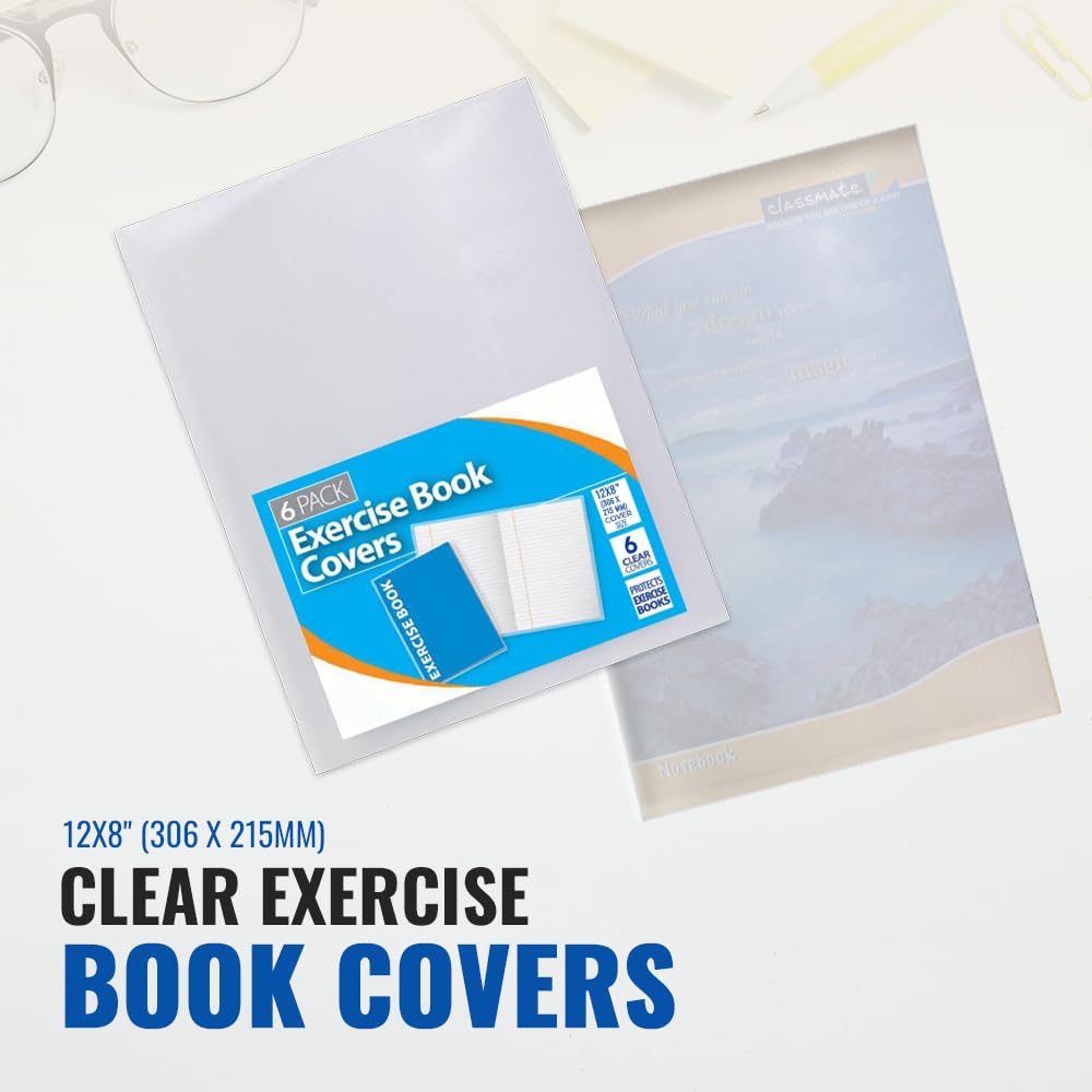 1ABOVE A4 Clear Exercise Book Covers - 6 Pack Durable Plastic Sleeves for School & Office | 150 Micron 8