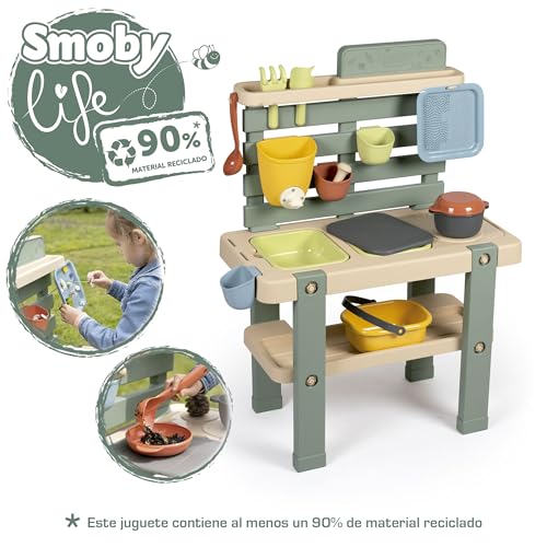 Smoby Outdoor Plastic Mud Kitchen for Kids | Includes 11 Accessories & 1L Water Tank