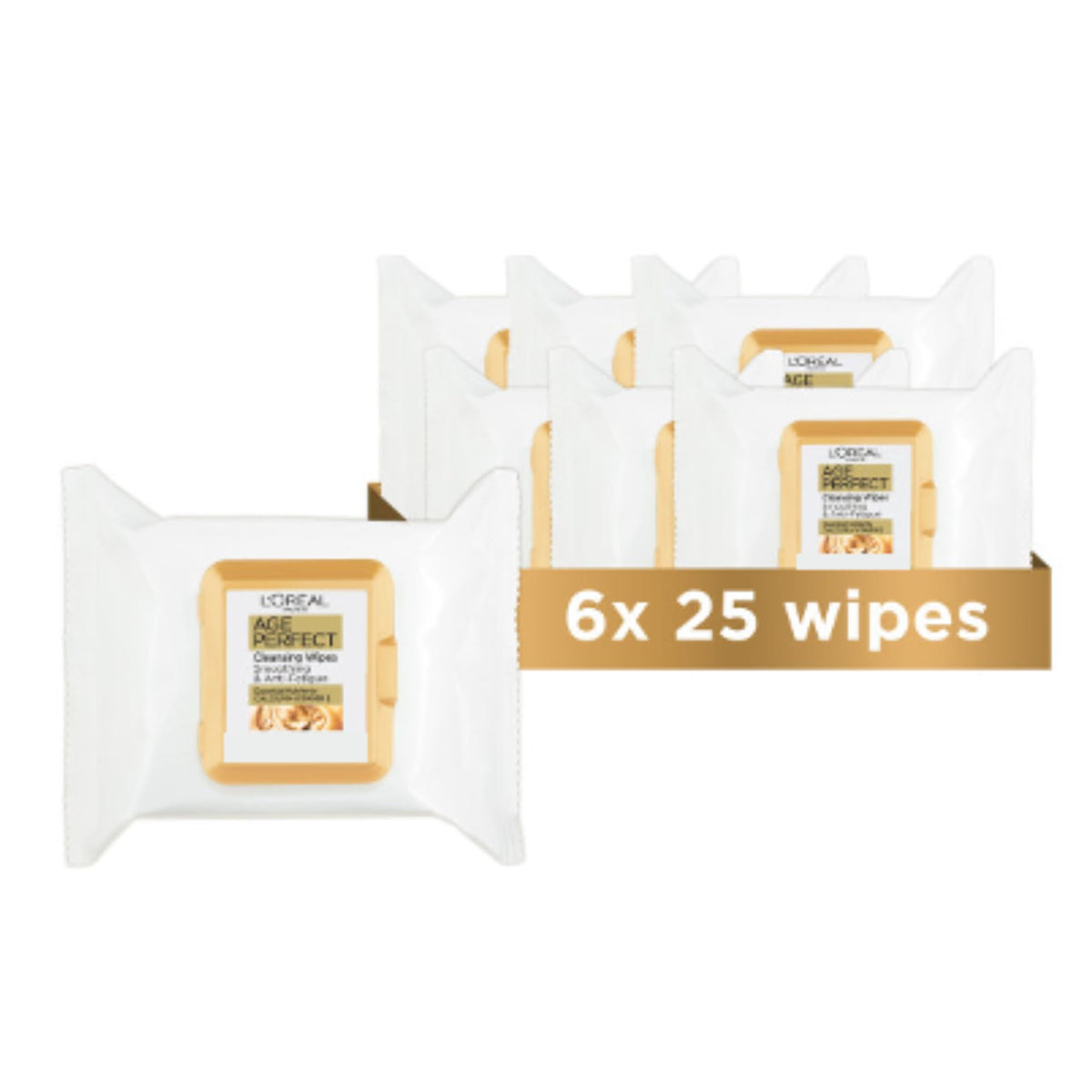 L'Oréal Paris Age Perfect Cleansing Wipes - Mature Skin, 25 Wipes x 6