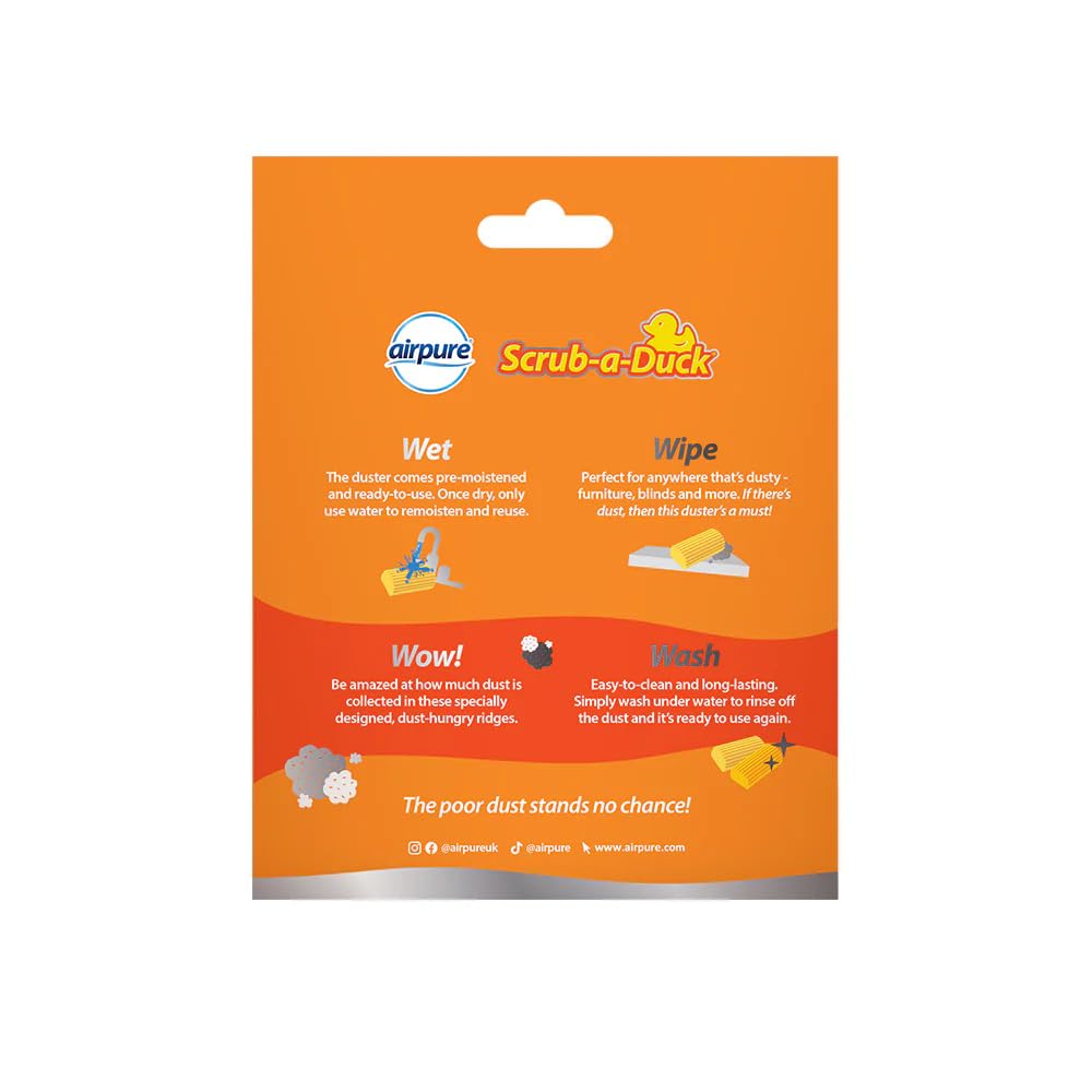 airpure Scrub-a-Duck Wet & Wipe Duster - 2 Pack | Removes Dirt, Dust & Hair | Reusable