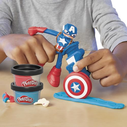 Play-Doh Marvel Captain America Stamping Shield Action Figure Playset | Ages 4+ 4