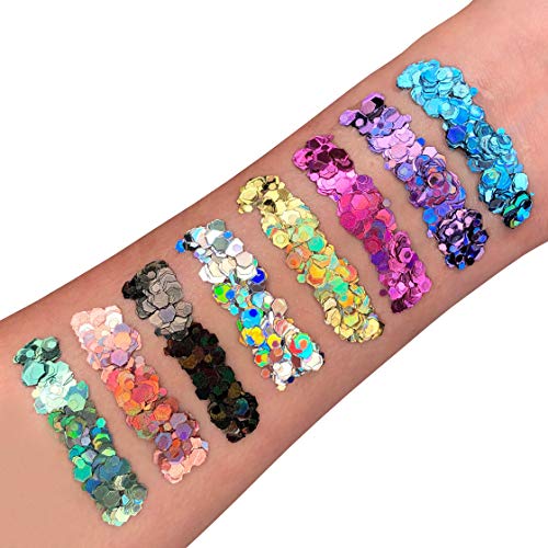 Holografisches, klobiges Glitzergel für Gesicht und Körper von Moon Glitter – Roségold – kosmetische Festival-Glitzer-Gesichtsfarbe für Gesicht, Körper, Haare, Nägel – 12 ml