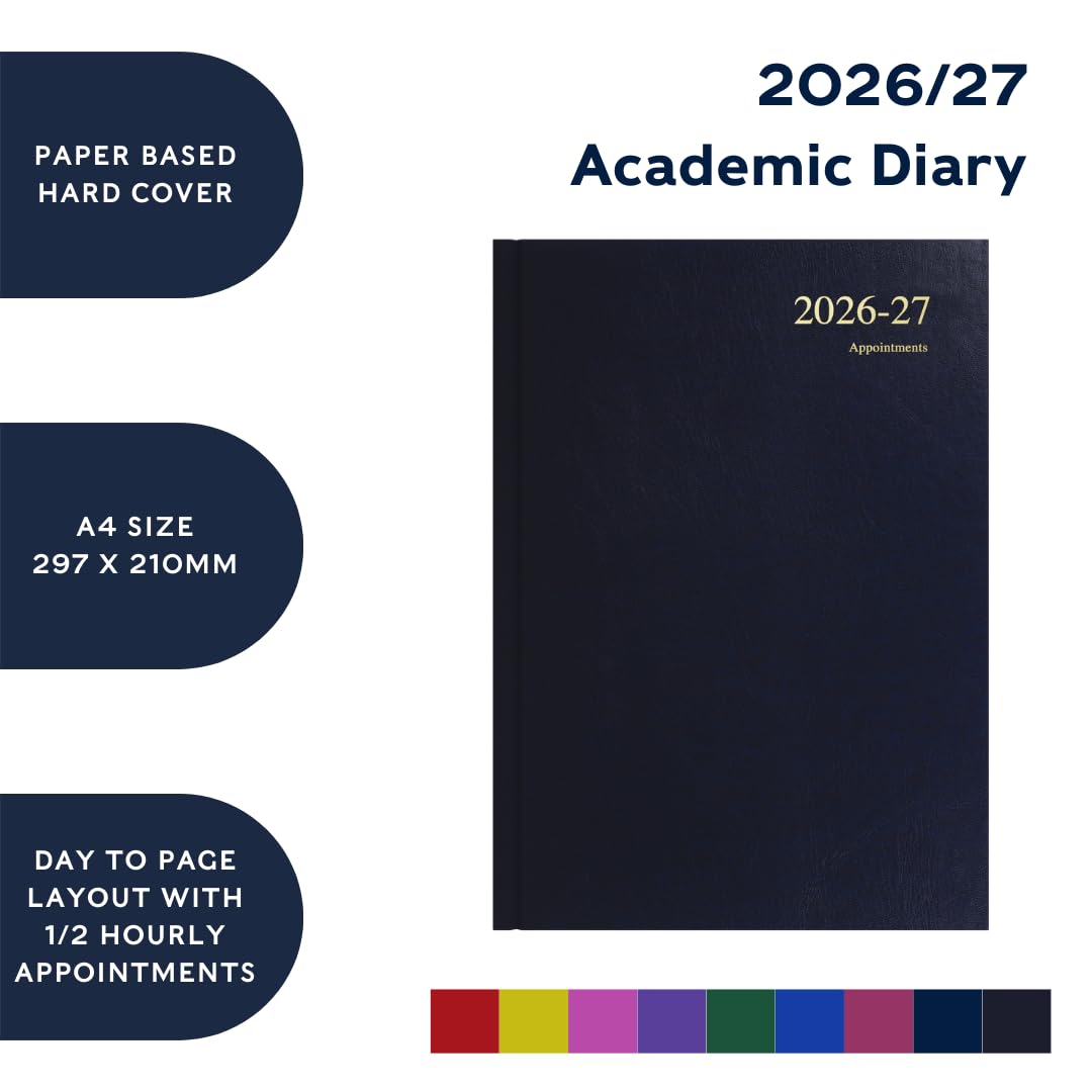 Collins 2026-2027 Essential Academic Year Planner - A4 Day-to-Page Organizer | Blue Hardcover 4