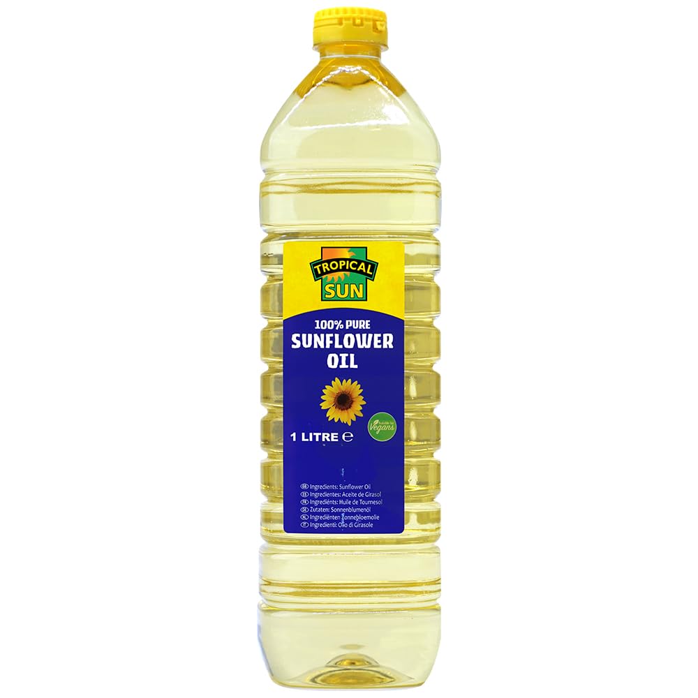 Tropical Sun Sunflower Oil - 1L Bottle | 100% Pure | Neutral Taste for Frying & Baking 1