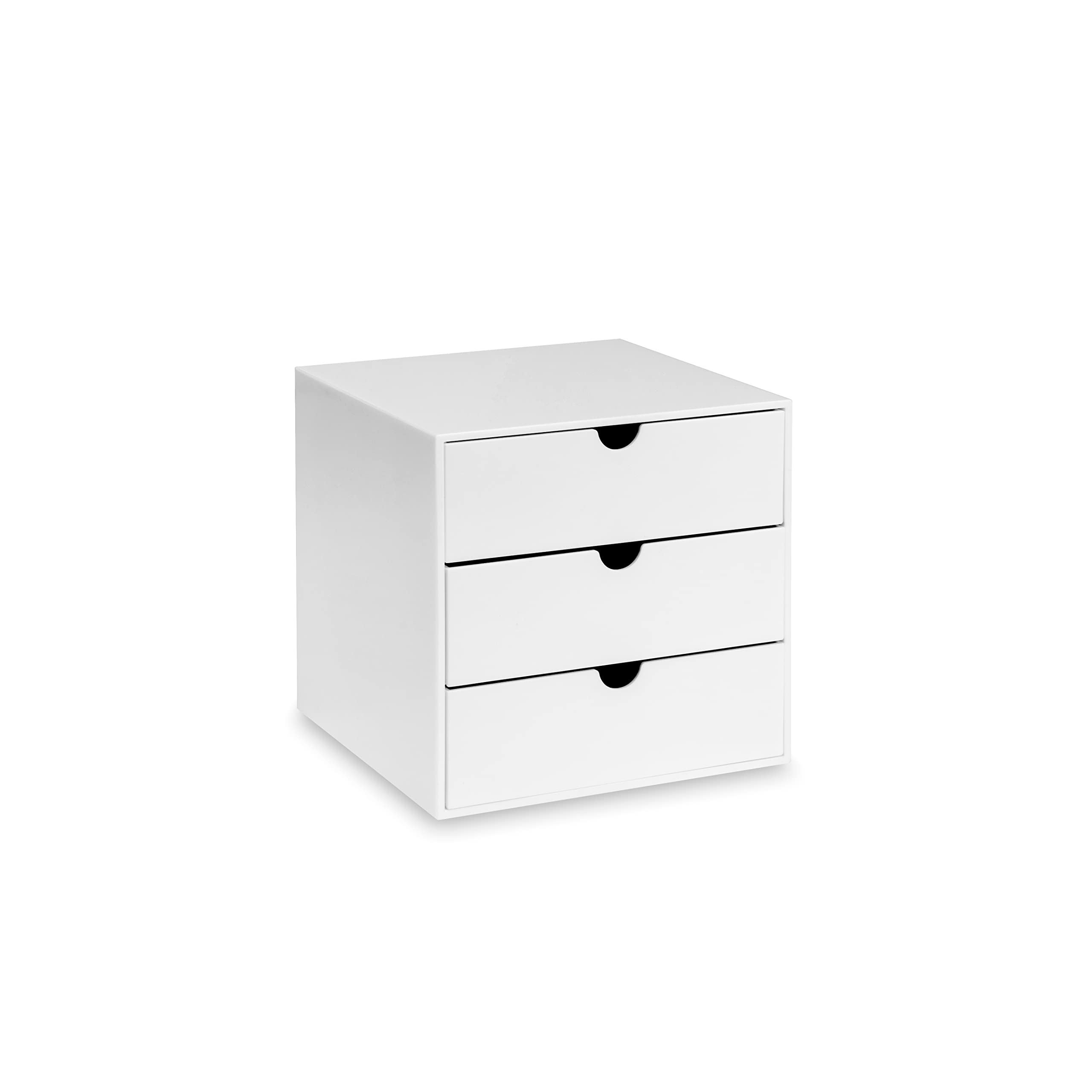 Osco White Hi-Gloss ABS Plastic Cube Desk Organiser - 3 Drawers | Stackable | Fits IKEA KALLAX 1
