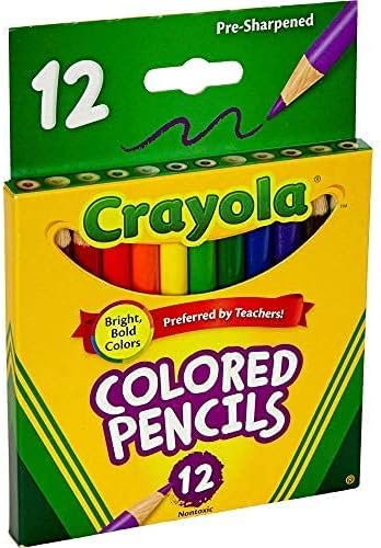 Crayola 4112 - 12 Half Length Colored Pencils, Multi-Color, Pre-Sharpened, Soft Thick Leads, Ideal for Kids Ages 3+