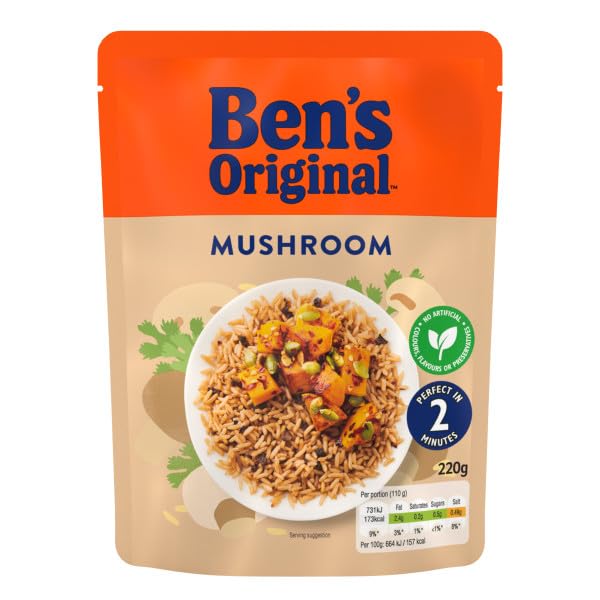 Ben's Original Mushroom Microwave Rice, 6 x 220g Pouches