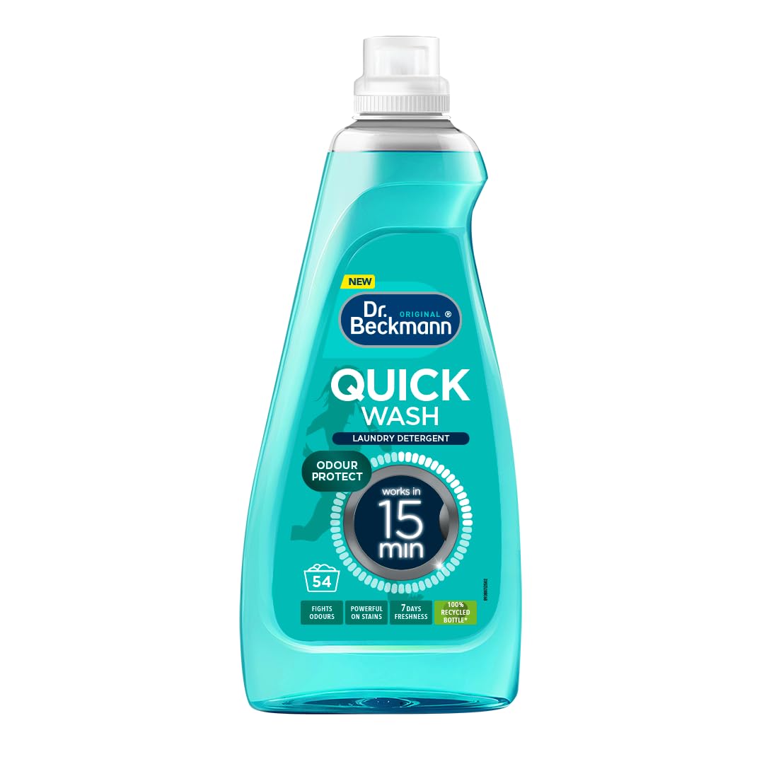 Dr. Beckmann Quick Wash Odour Protect Liquid Detergent - 1.62L | Fast Acting 15 Min Clean | Prevents Discoloration