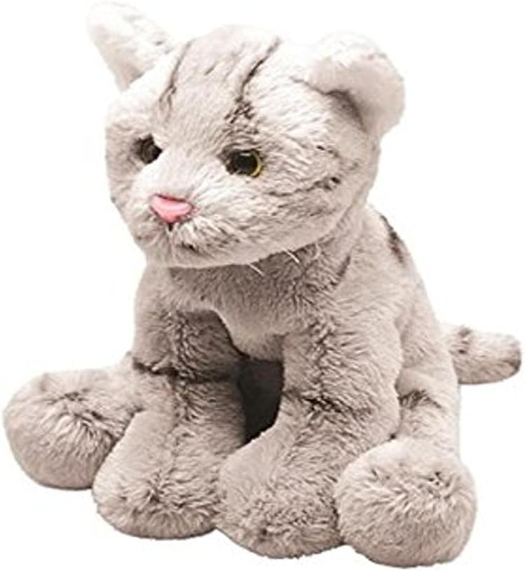 Yomiko Sitting Cat Plush Toy - Grey Tabby, Small Size