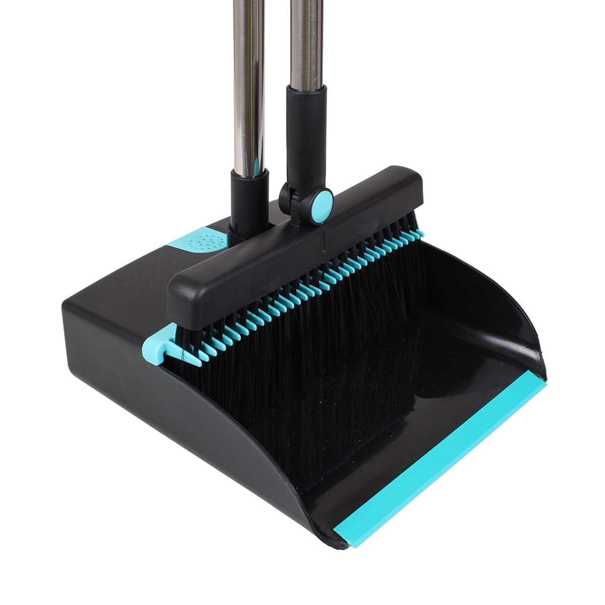 Fit For The Job Long Handle Dustpan & Brush Set - 1.1m Handle | 8-Part Aluminium Pole | Blue/Black 1