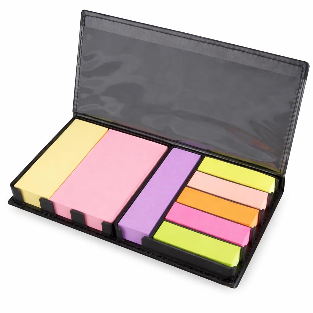 1ABOVE Self-Stick Notes Set with Leather-Like Case and Index Tabs | 1000pc | 7.62x7.62 cm
