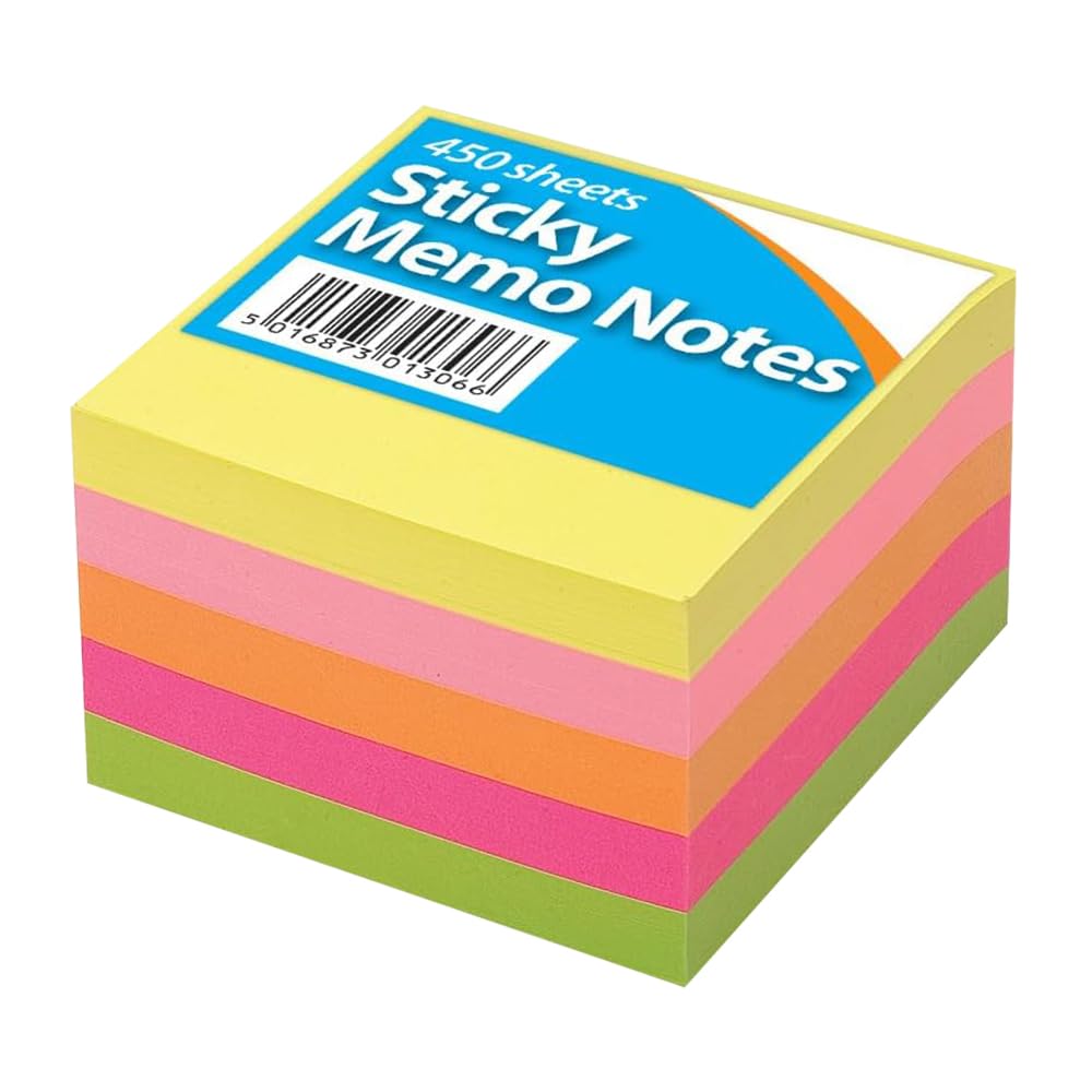 1ABOVE Self-Stick Notes - 450 Sheets Total | 76 x 76 mm Square | 5 Assorted Color Pads