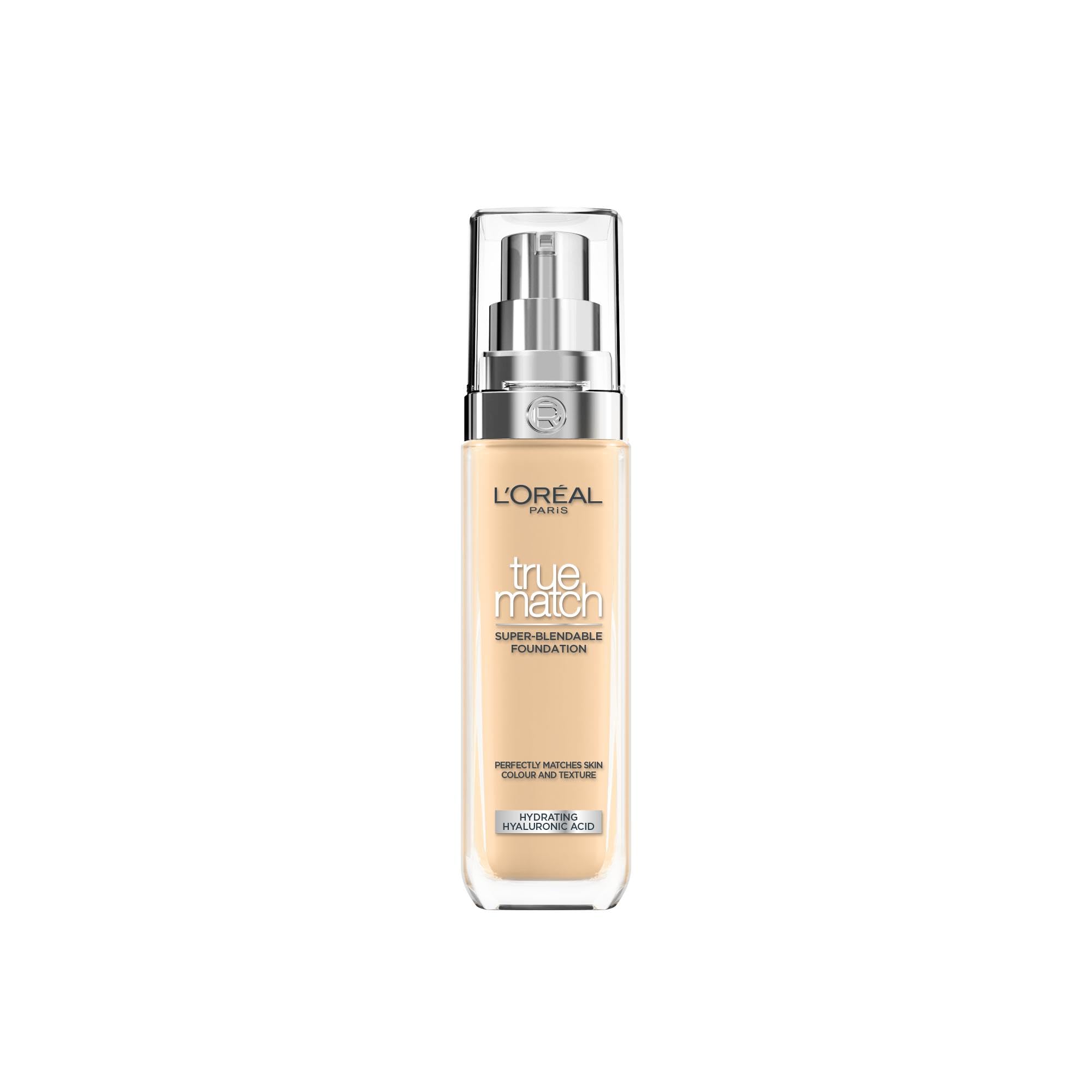 L’Oréal Paris True Match Hydrating Liquid Foundation - Skincare Infused with Hyaluronic Acid, SPF 16, 2W Golden Almond, 30 ml