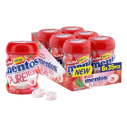 MENTOS Pure Fresh Strawberry Chewing Gum - Sugar-Free, Liquid Filled Centre | 35 Pieces 3