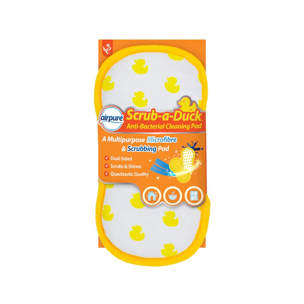 airpure Scrub-a-Duck Anti-Bacterial Cleaning Pad - Dual Sided Microfibre & Scrubbing | Reusable