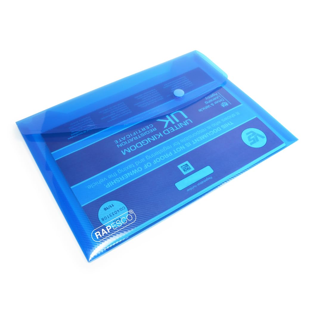 RAPESCO 1679 ECO Recycled Popper Wallets - A5, Pack of 10, Assorted Bright Transparent Colours 7