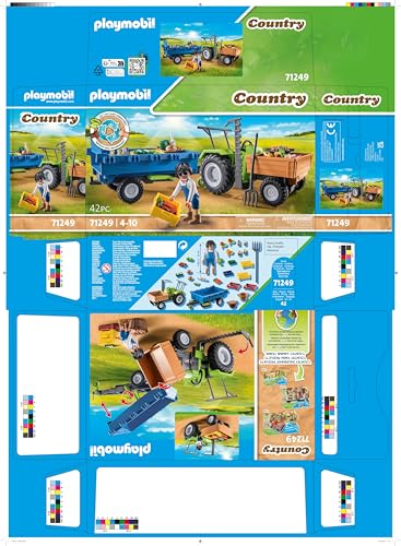 Playmobil Country Harvester Tractor with Trailer and Transport Boxes - Farm Playset for Kids 4+ 16