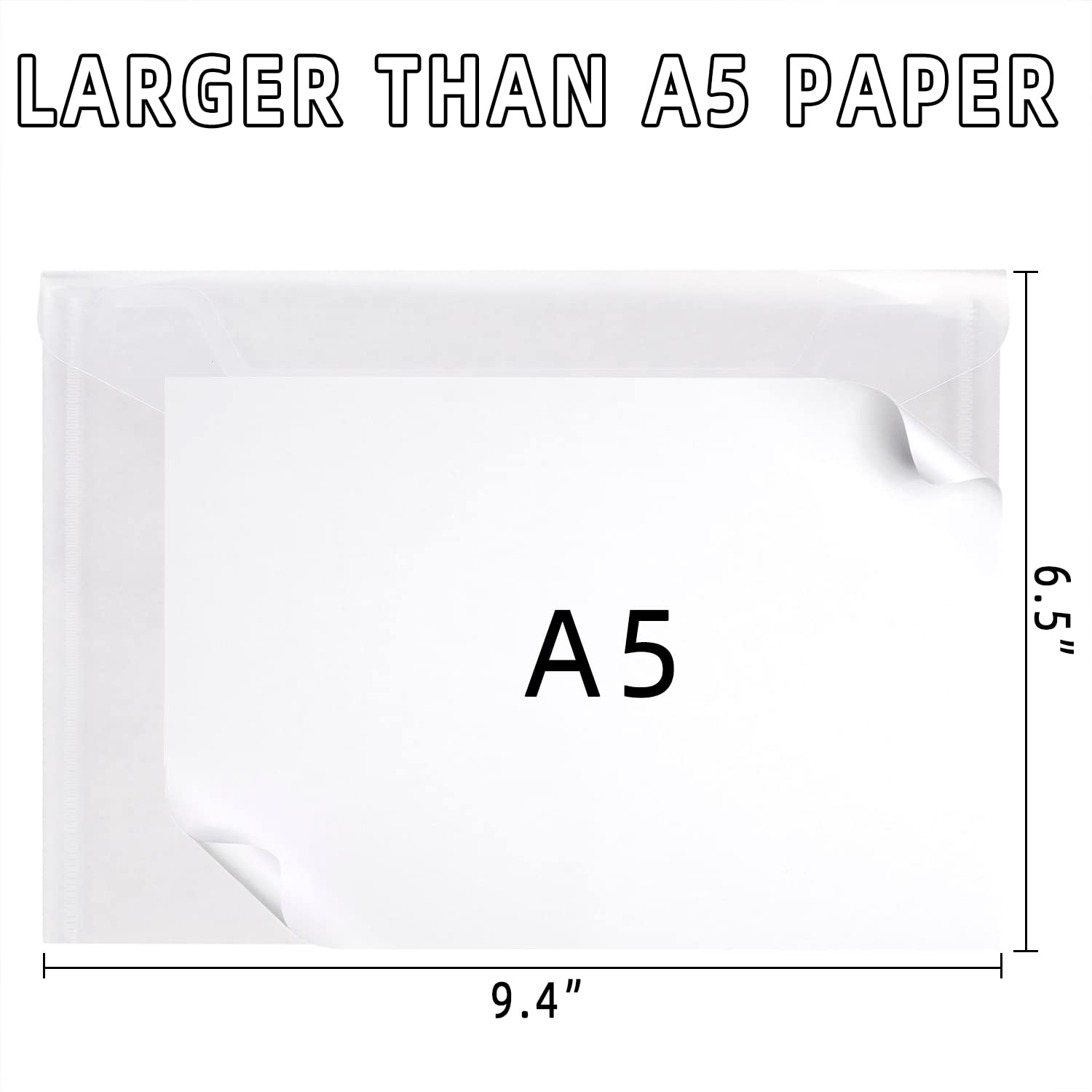 GoodtoU A5 Plastic Wallets Clear Popper Document Folders | 30 Pack | 150 Sheet Capacity