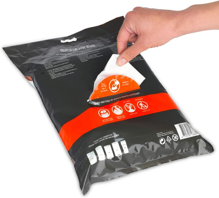 Brabantia - PerfectFit Bin Liners (Size L/40-45 Litre) Thick Plastic Trash Bags