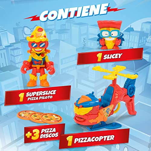 SUPERTHINGS - Pizzacopter Helicopter with Pizza Disc Launcher & Exclusive Figures 8