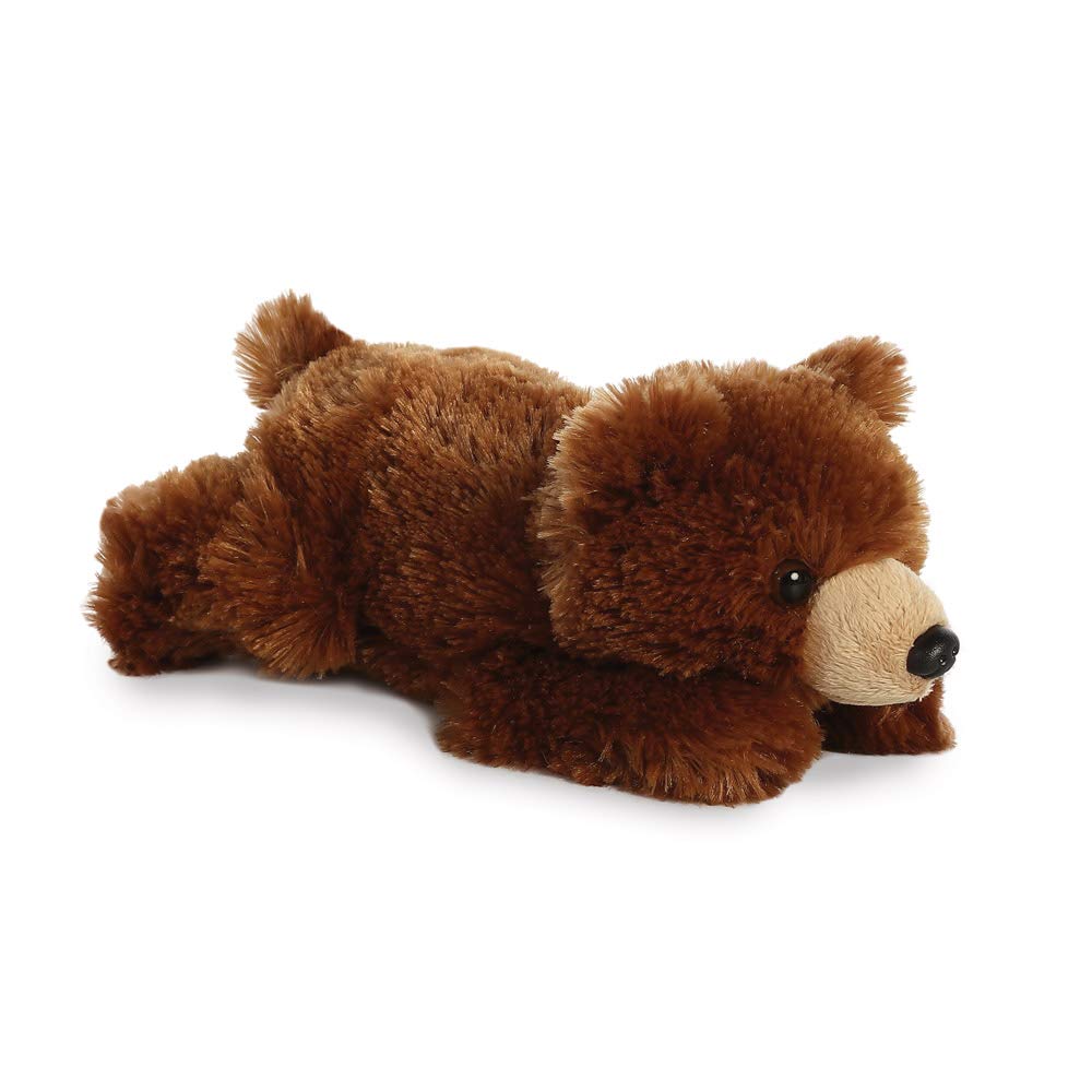 AURORA Mini Flopsie Grizzly Bear Stuffed Toy - Brown Plush | 8 Inch | Suitable from Birth