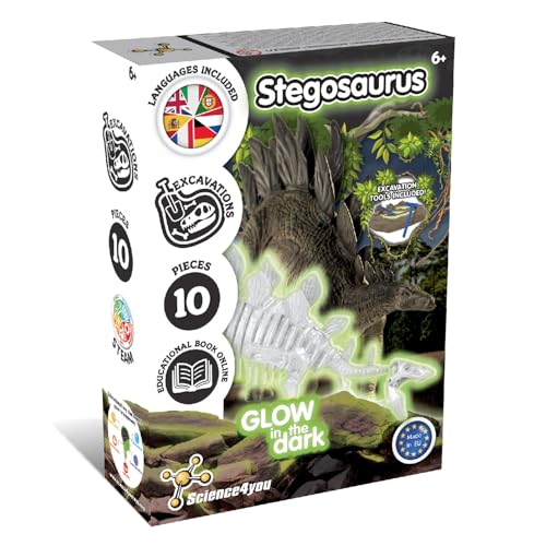 Science4you Stegosaurus Fossil Digging Kit - 6+ Years Glow-in-the-Dark (4110)