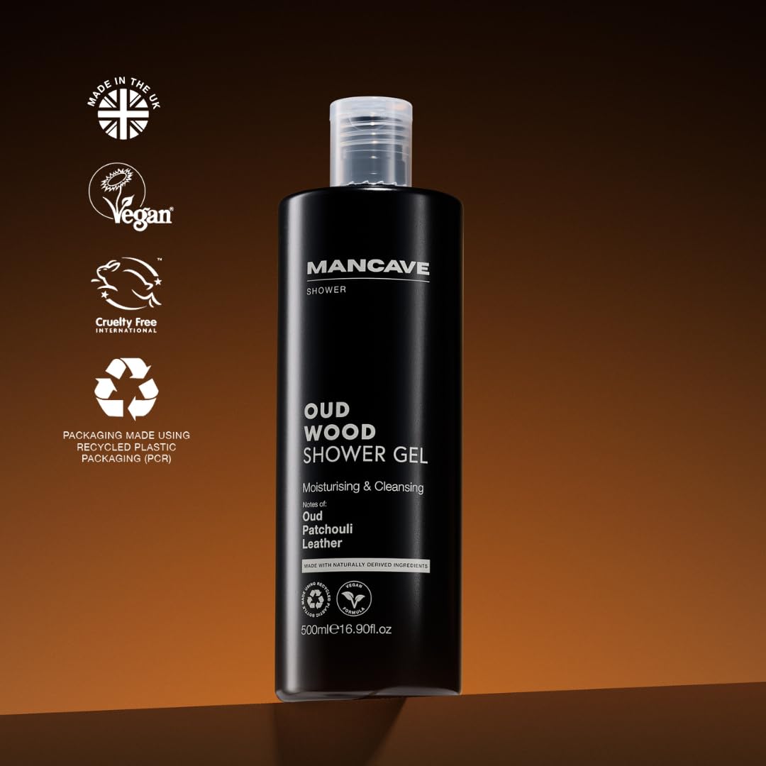 ManCave Oud Wood Shower Gel - 500ml | Moisturising & Cleansing | Vegan & Cruelty Free 3