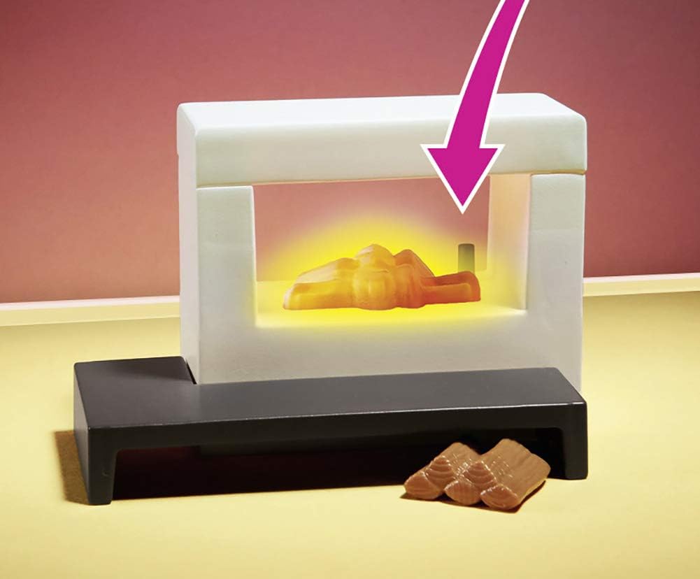 Playmobil 70207 Dollhouse Living Room with Fireplace - Light-Up Playset for Ages 4+