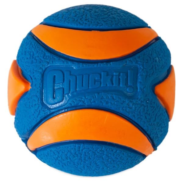 Chuckit! Ultra Squeaker Dog Ball - Medium Natural Rubber Fetch Toy | 3 Pack | Orange
