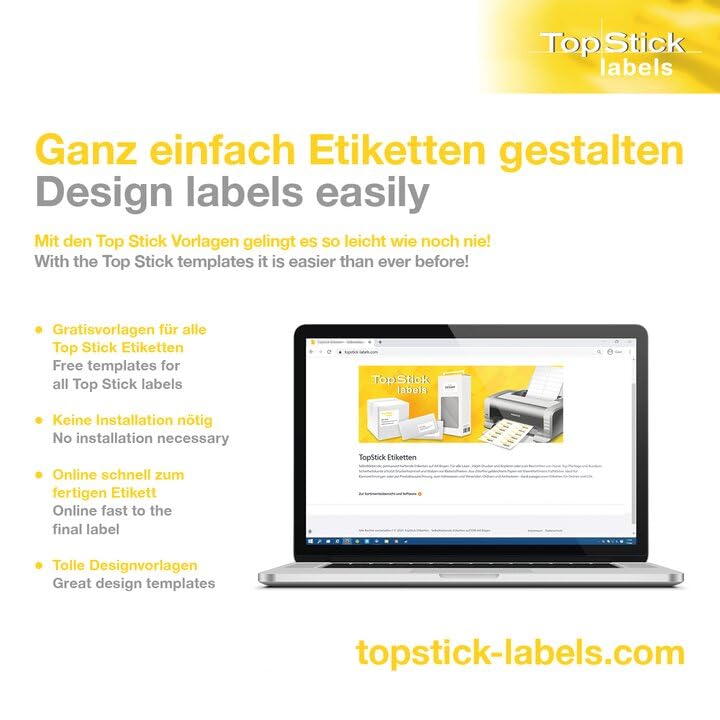 TopStick 8656 Full Face CD Labels - Ø 117 mm Maxi, 2 Labels/A4 Sheet, 200 Labels (100 Sheets) 5