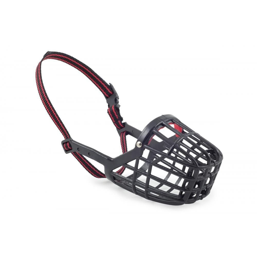 Ancol Basket Muzzle - Strong Plastic Biting Control | Size 6 | Black/Red 2