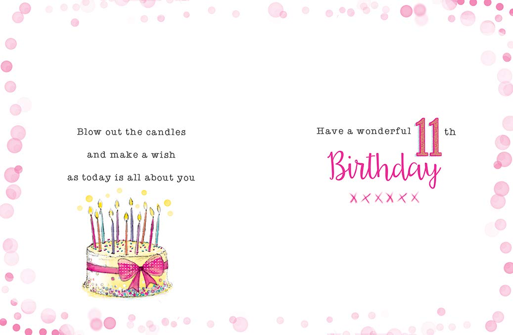 Piccadilly Greetings Age 11 F Wonderful 11 Today Happy Birthday Card for Girls | 8 x 6 inches