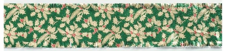 Green Holly Foil Cake Frill Decoration - 90cm Reusable Christmas Trim