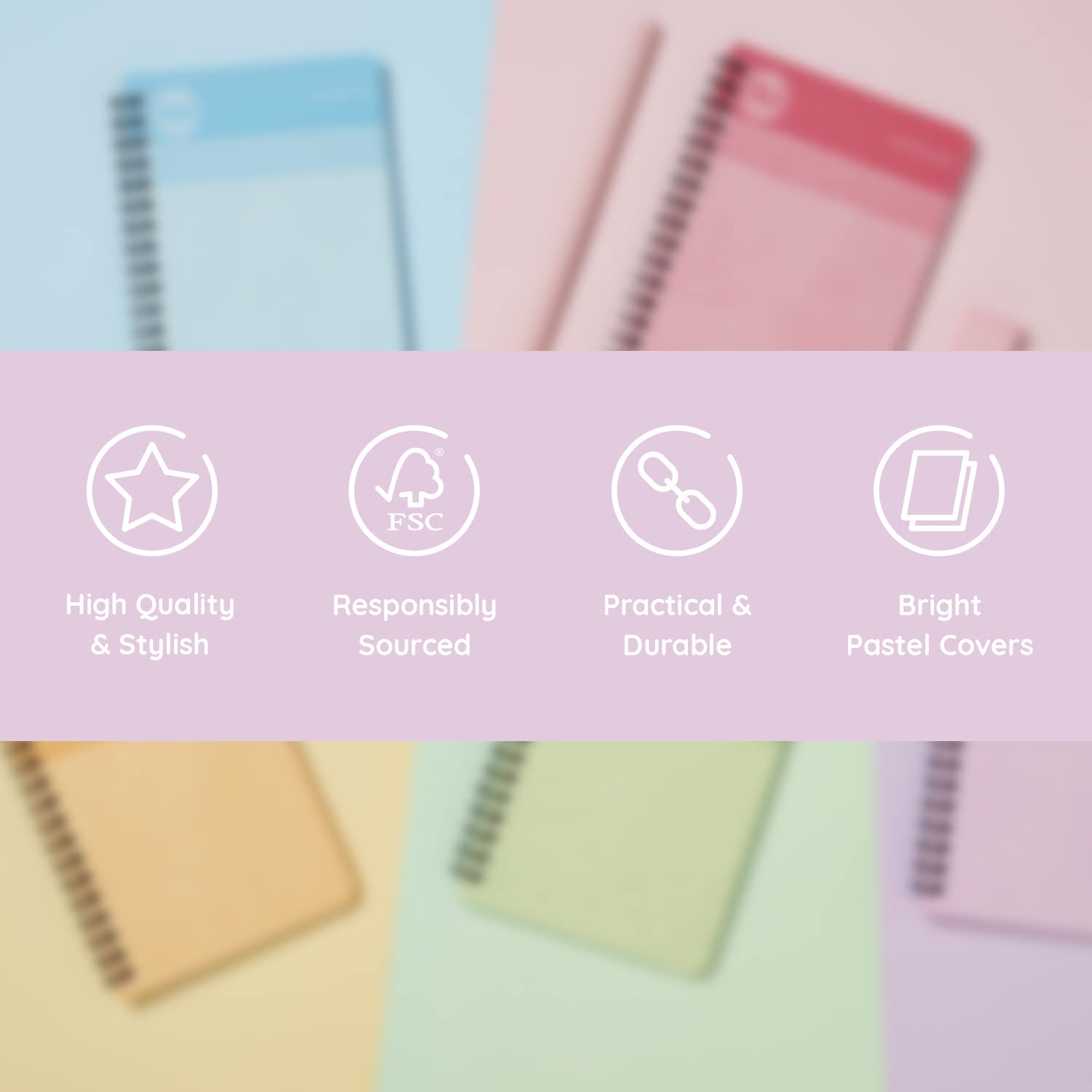 nu: Cloud Pastels Wirebound Notebook - A4 Ruled | 80gsm FSC Paper | Pink Soft Cover 4