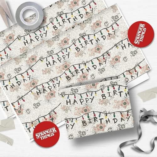 Danilo Promotions LTD Stranger Things Upside Down Gift Wrapping Paper Set | 2 Sheets & 2 Tags | 70cm x 50cm 5