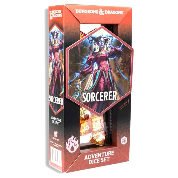 Sirius Dice Sorcerer Adventure Dice Set - 16 Pieces | D&D Class Icons | Ages 15+