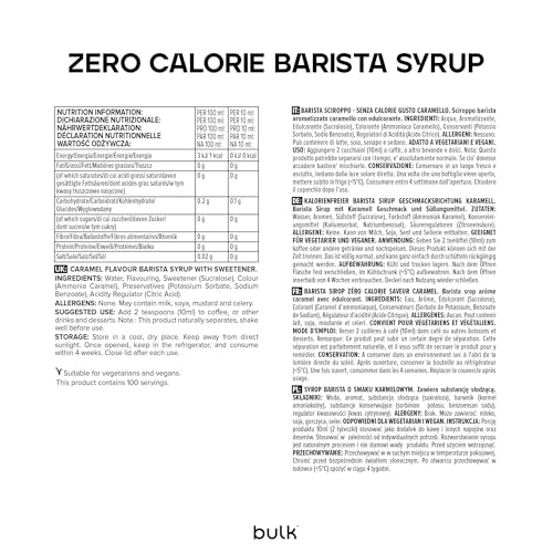 Bulk Zero Calorie Barista Syrup - Caramel Flavour, 1 Litre