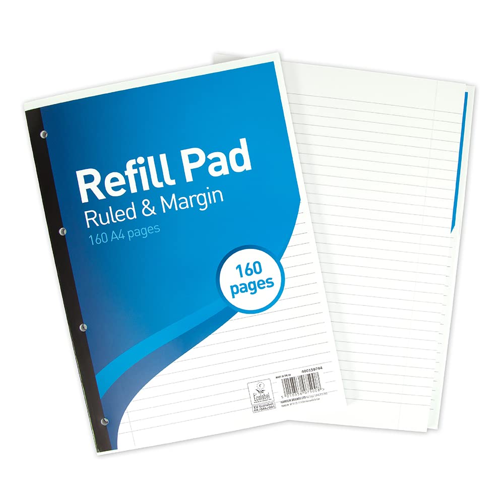 SUMMIT Hamelin A4 Refill Pad - Lined Paper, 70gsm, 4-Hole Punched | Pack of 3 Blue Pads