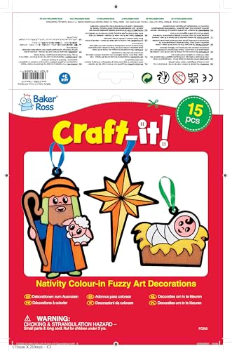 Baker Ross Nativity Colour In Decorations - Pack of 15 Christmas Craft Kit for Kids 11