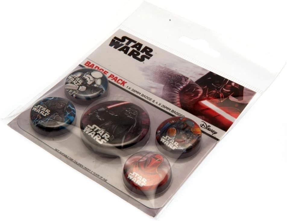 Star Wars Dark Side Badges Button Pin Set (5-Piece Assorted Sizes)