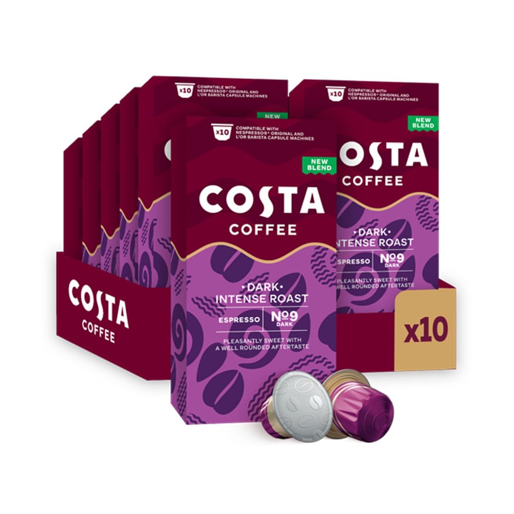 L'OR Costa Dark Intense Roast Aluminium Coffee Pods - 10 Count Pack | Compatible with Nespresso Original & L'OR Barista 1