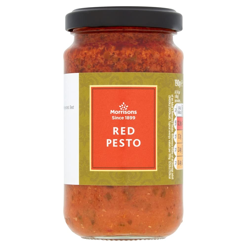 Morrisons Red Pesto with Sundried Tomatoes and Italian Cheeses - 190g Jar (Pack of 6)