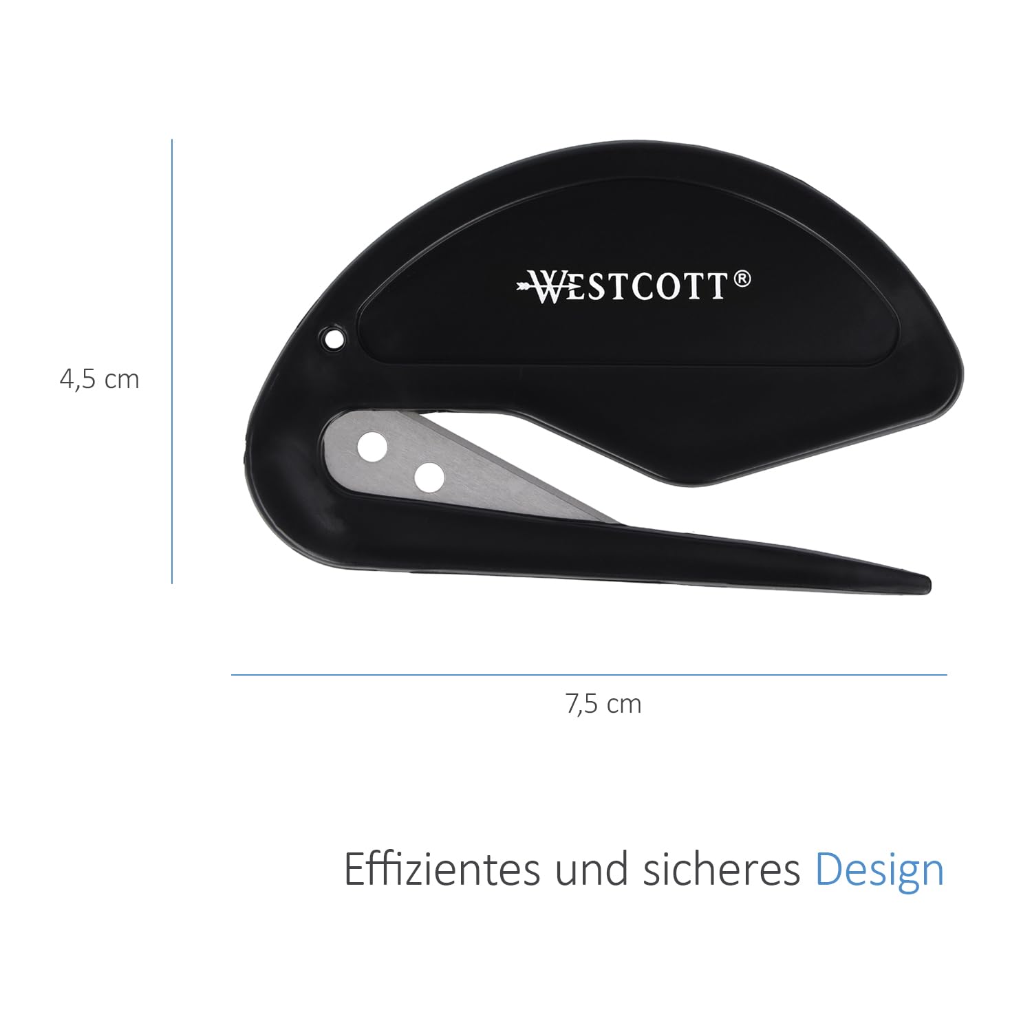 Westcott Letter Opener with Safety Handle - Stainless Steel Blade | Black | 77x48x3mm 3