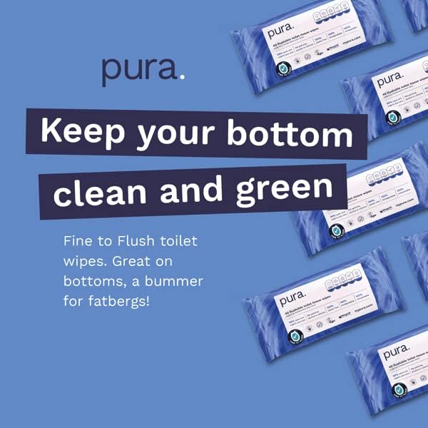 Pura - Flushable Moist Toilet Tissue Wipes 100% Plastic-Free Biodegradable Wet Wipes (40 Count)