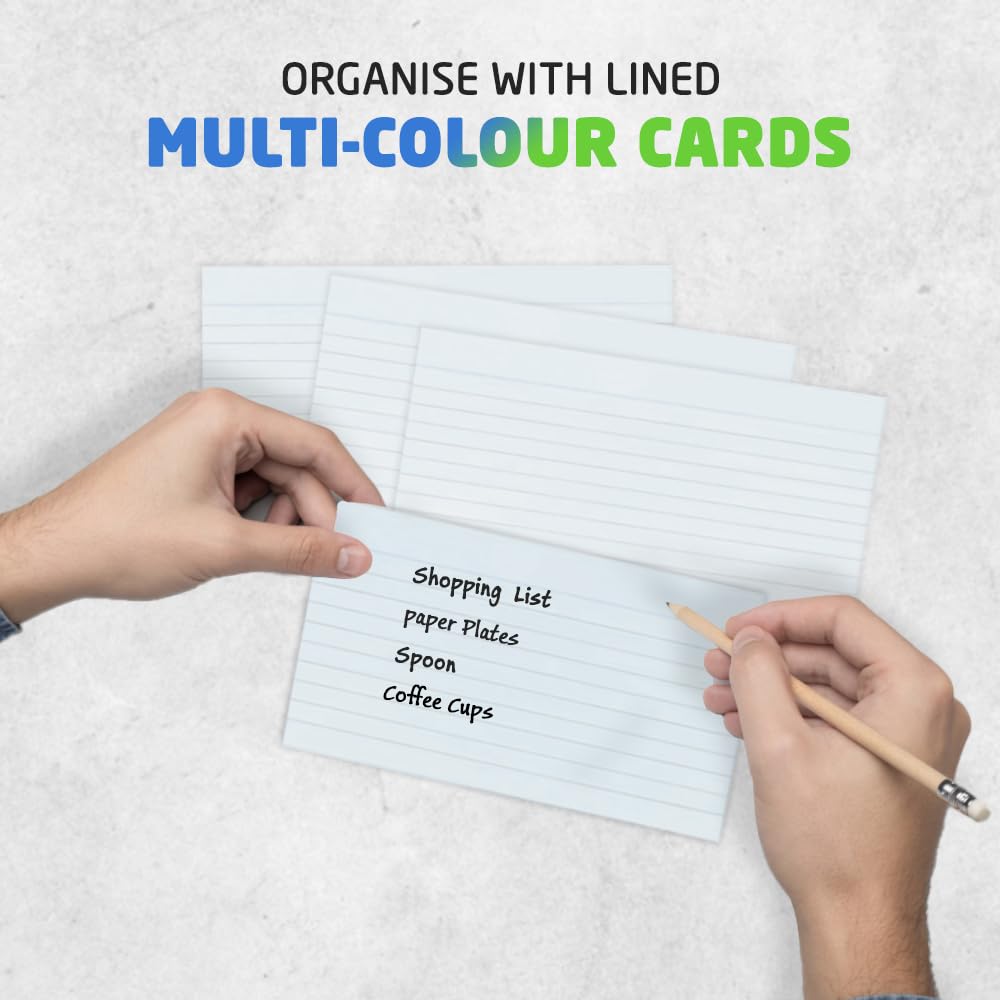 1ABOVE White Lined Index Cards with Headline - 5x3 Inch (127x77mm) - 100 Pack